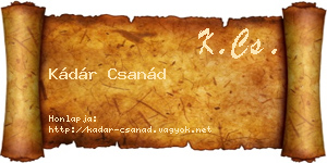 Kádár Csanád névjegykártya